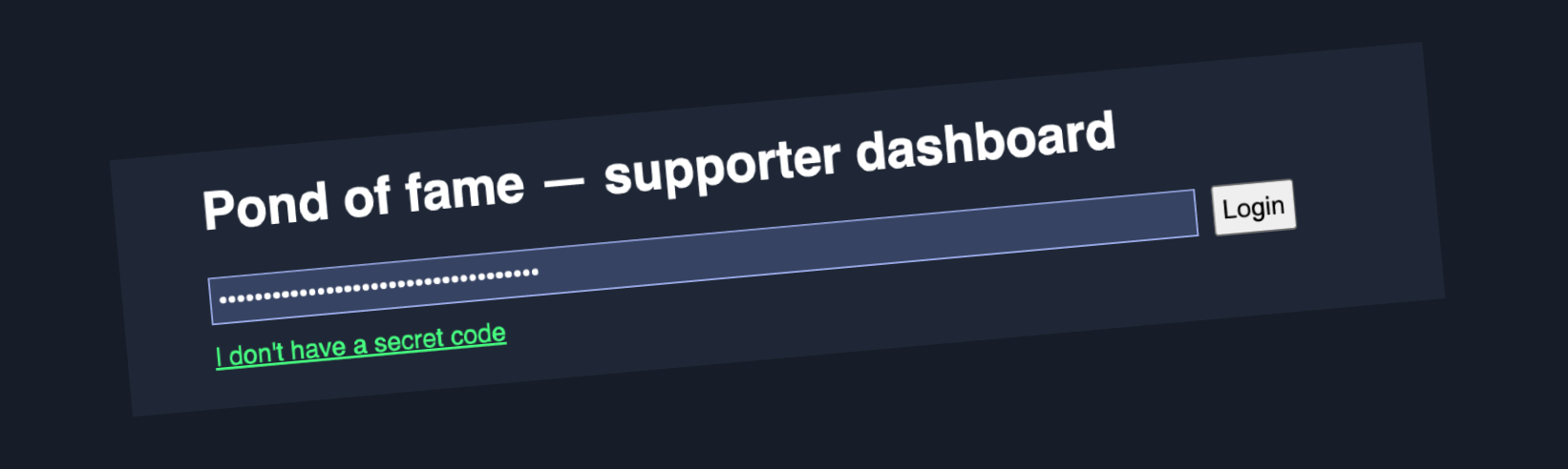 Supporter dashboard