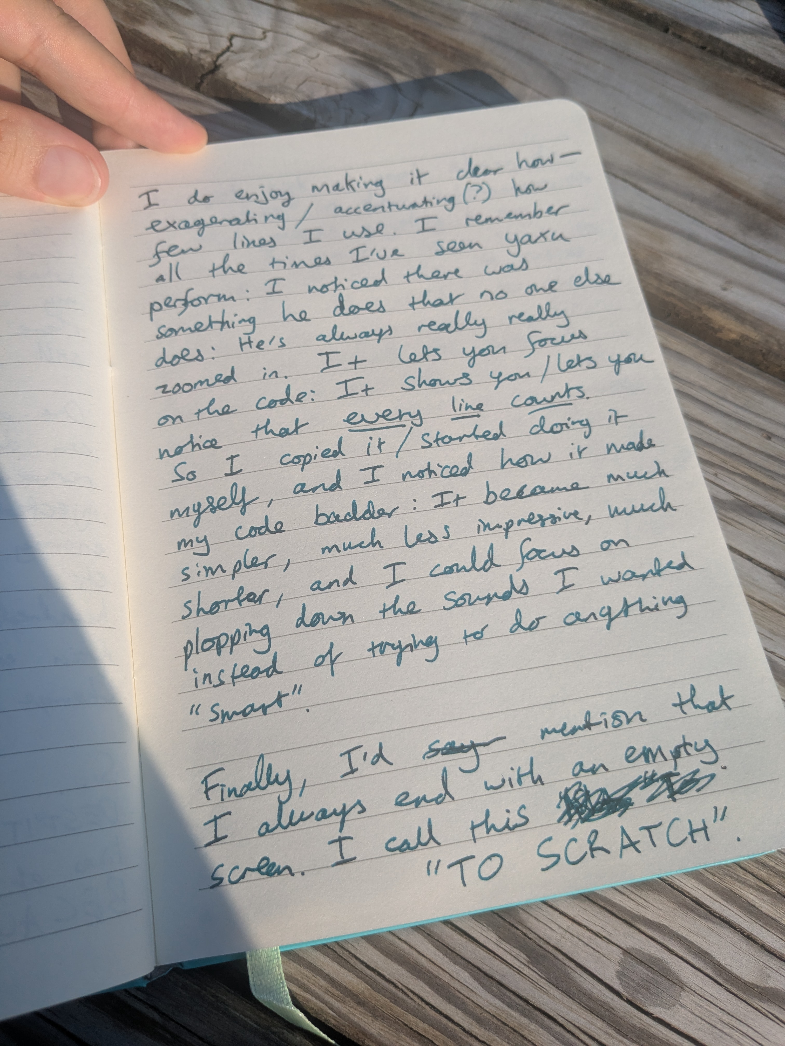 my handwritten blog post