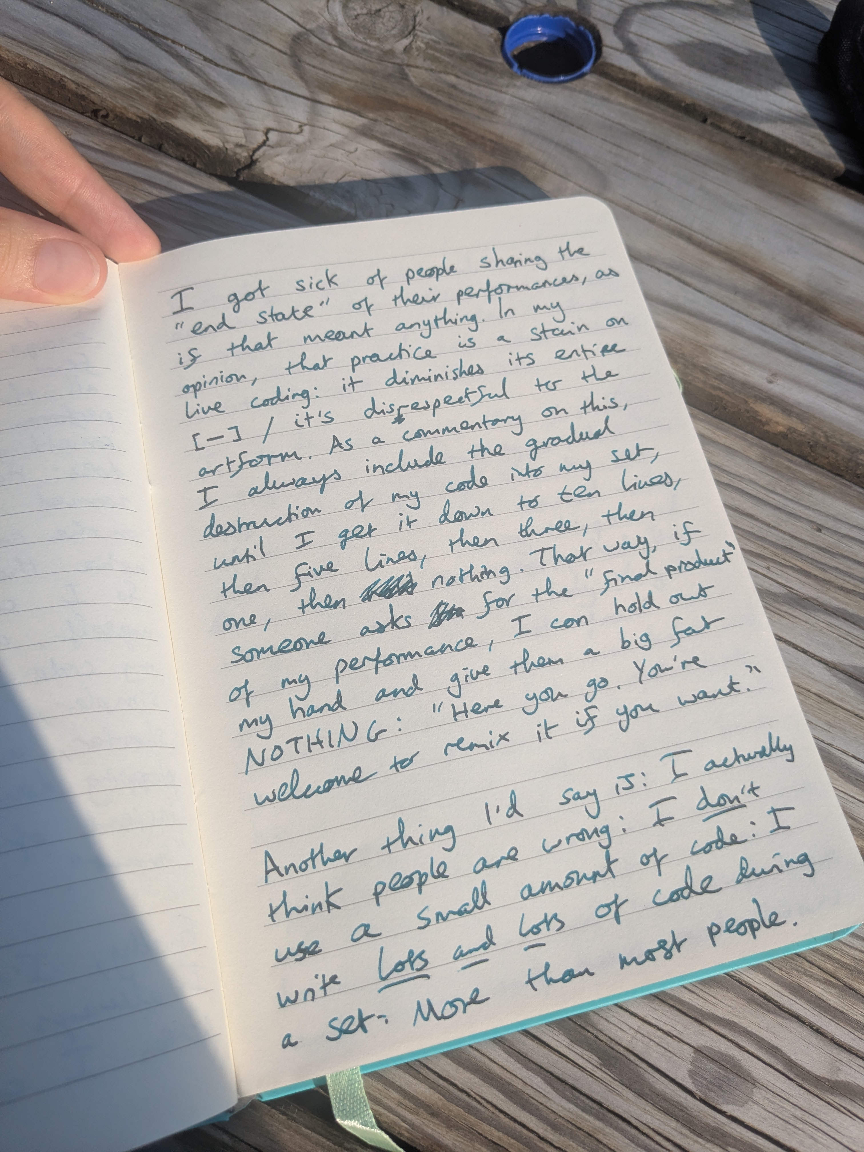 my handwritten blog post