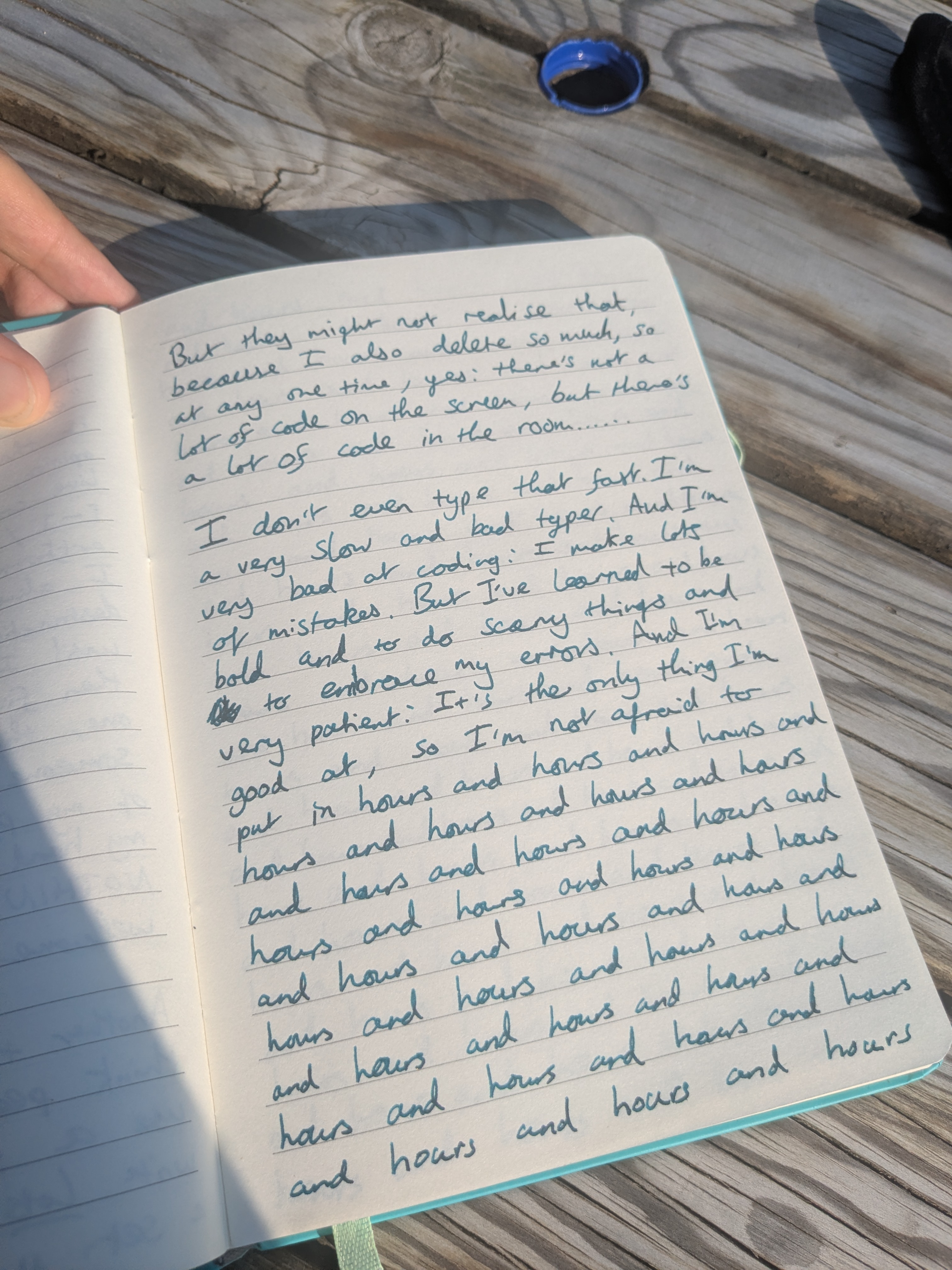 my handwritten blog post