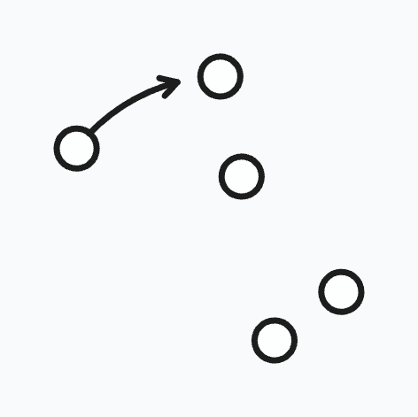 arrow between two dots